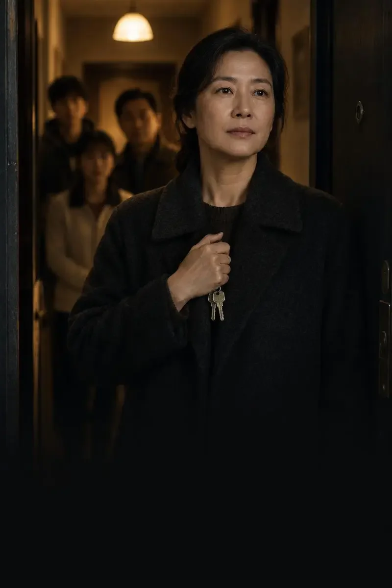 《卖掉养老房那天，我重获新生》封面：黄昏门口握着钥匙的中年女性